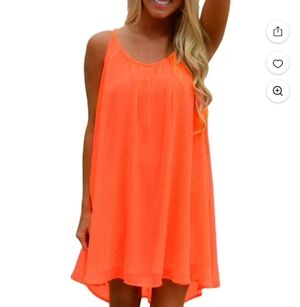 Women's Floryday Neon Orange Lined Summer Tank Dress Size medium